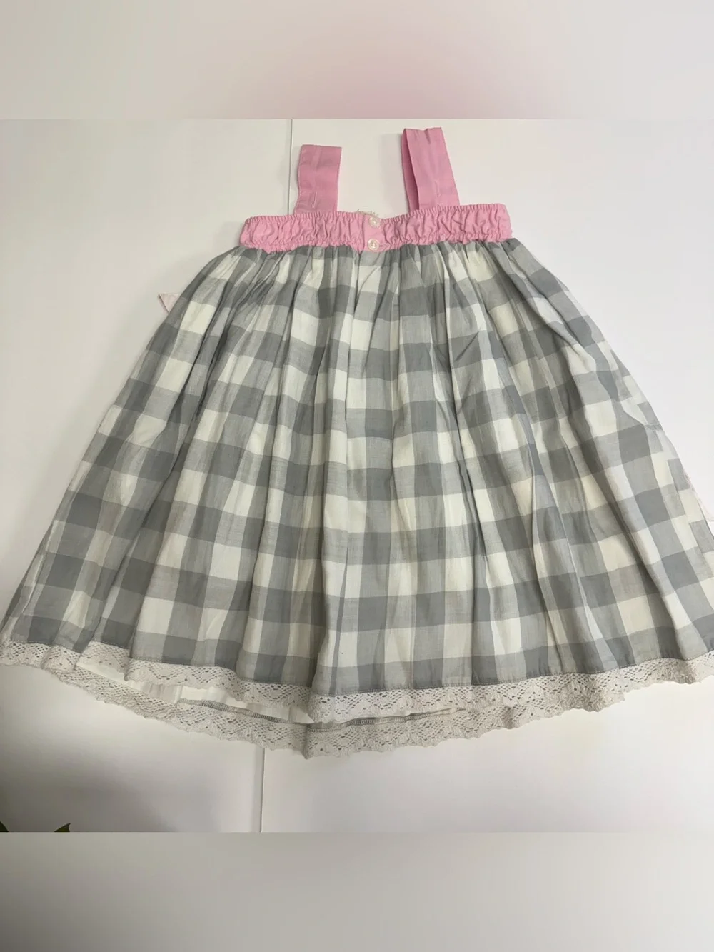 Well Dressed Wolf Joyce Party Dress Gray White Checker Pink Blue Flags Girls 4T